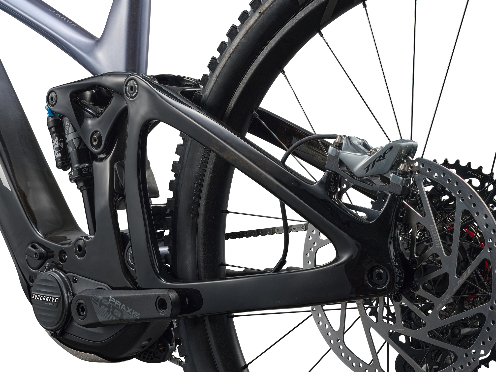 Detailansicht Giant Reign Advanced Hinterbau mit Maestro Federung und TRP Scheibenbremse