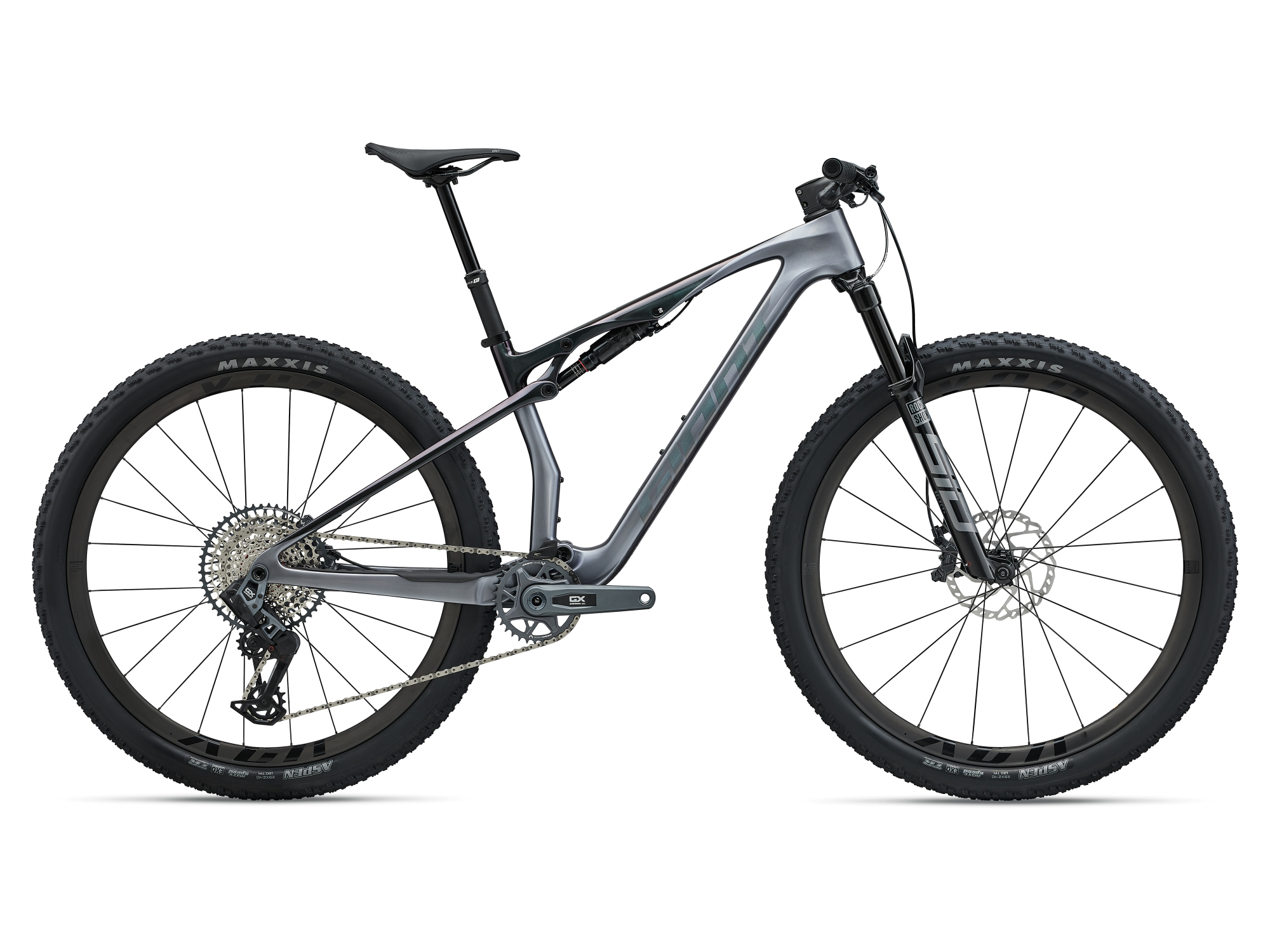 Giant Anthem Advanced SL 1 Mountainbike in Mercury Arctic Light, Fully mit Carbonrahmen in Seitenansicht
