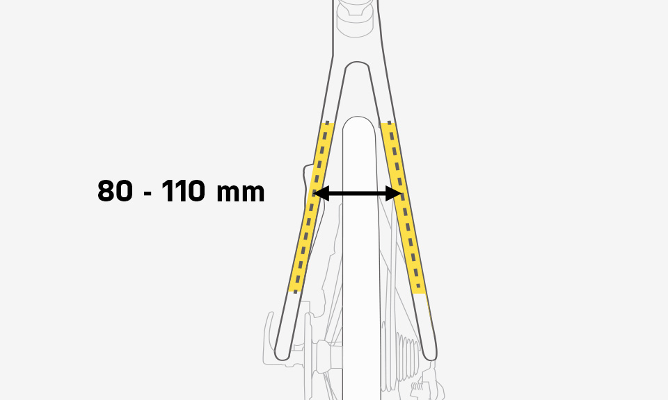 Infografik für Topeak TetraRack GR2 - mögliche Breite der Sitzstreben