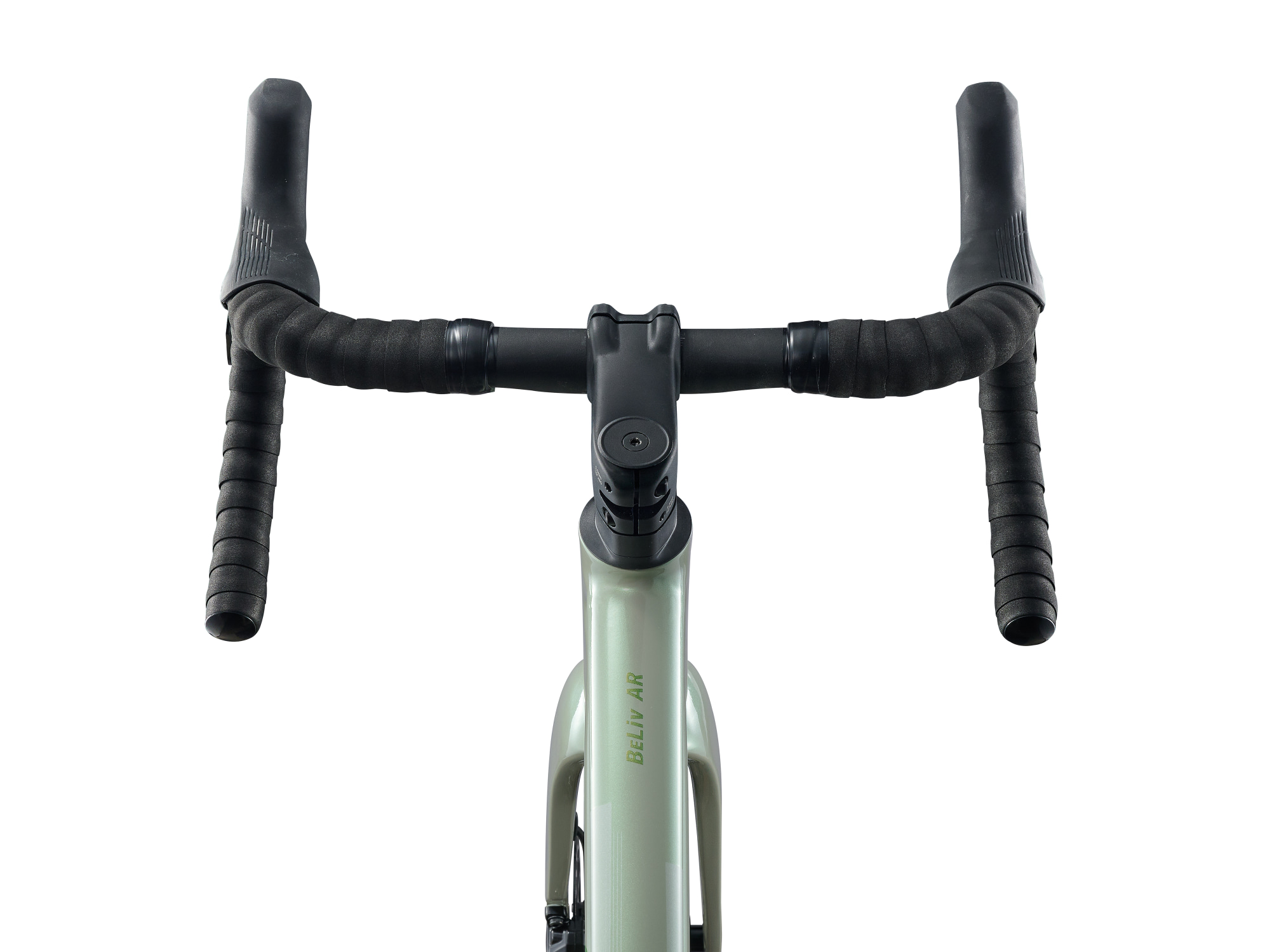 Liv Beliv AR 1 Gravelbike mit hellgruener Rahmenlackierung und LIV Branding am Steuerrohr.