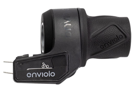 Enviolo Twist Display Pure Schalthebel in Schwarz mit Drehgriff und integriertem Ganganzeige-Display.