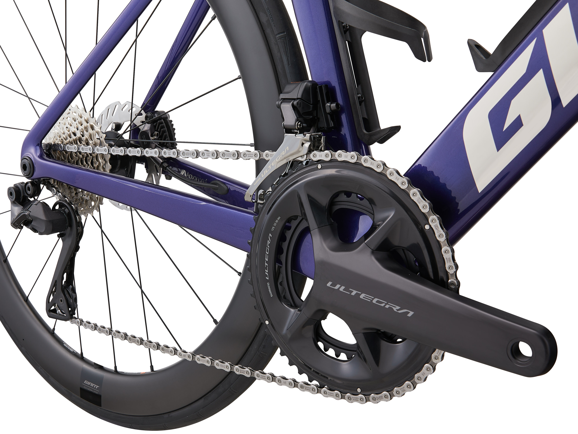 Giant Propel Advanced 0 Rennvelo in Azurite Blue mit Shimano Ultegra Kurbel und Carbonlaufrad.