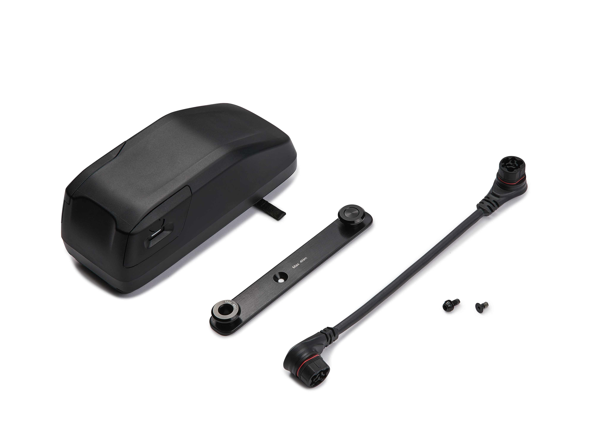 Giant EnergyPak Plus 280 E-Bike Akku in Schwarz mit Halteschiene, Anschlusskabel und Befestigungsschrauben.