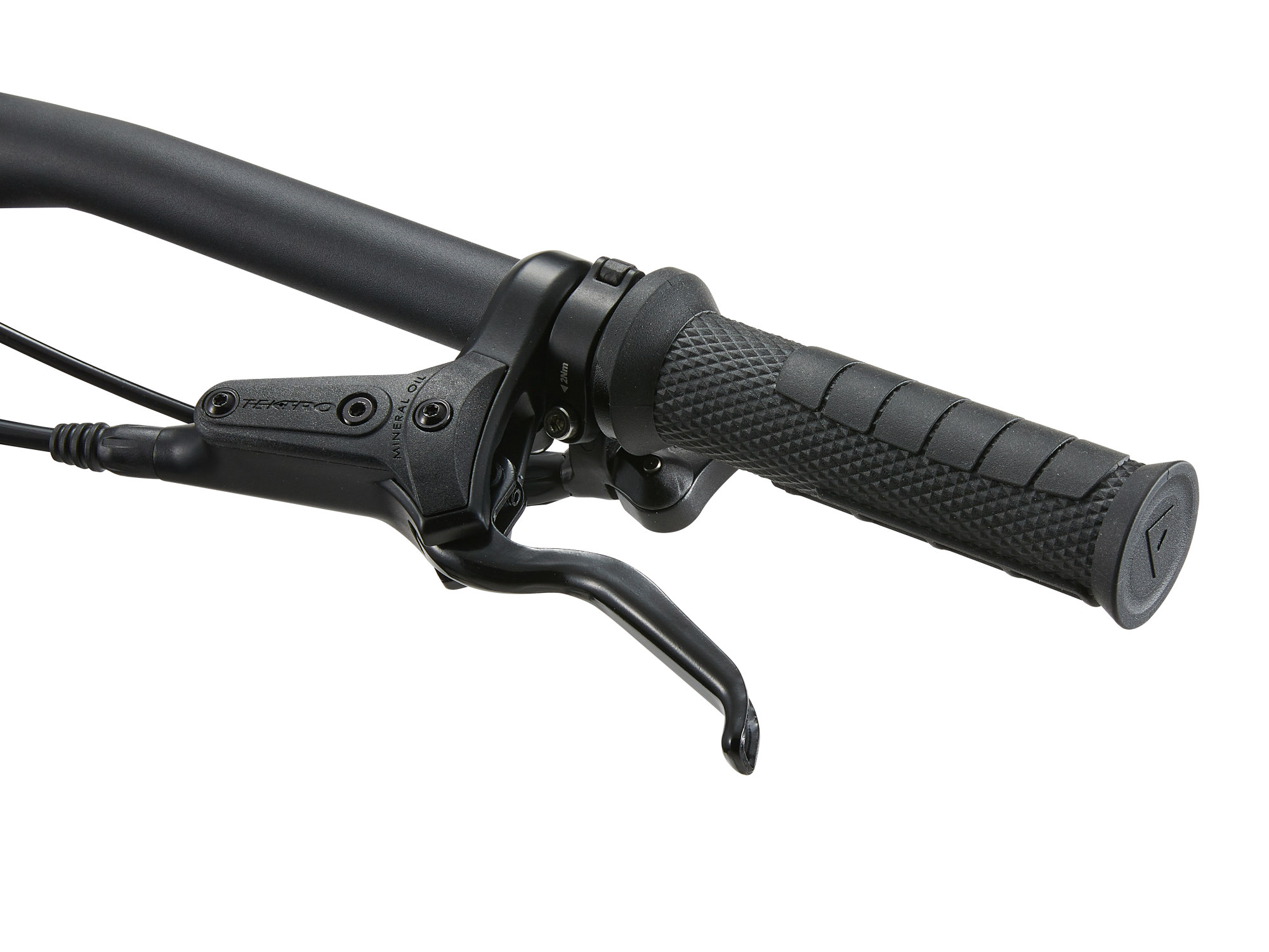 Giant Faith 24 Mountainbike in Raw Aluminium mit Bremshebel und Lenkergriff im Detail.