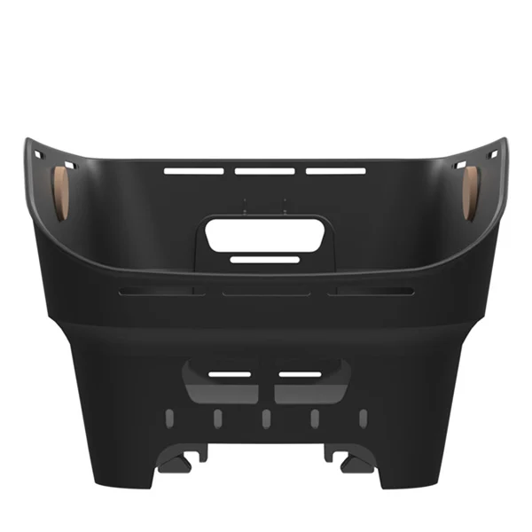 Rückansicht des Basil Cento Neo WSL Velokorbs in Schwarz, mit breitem Rand und seitlichen Belüftungsschlitzen.