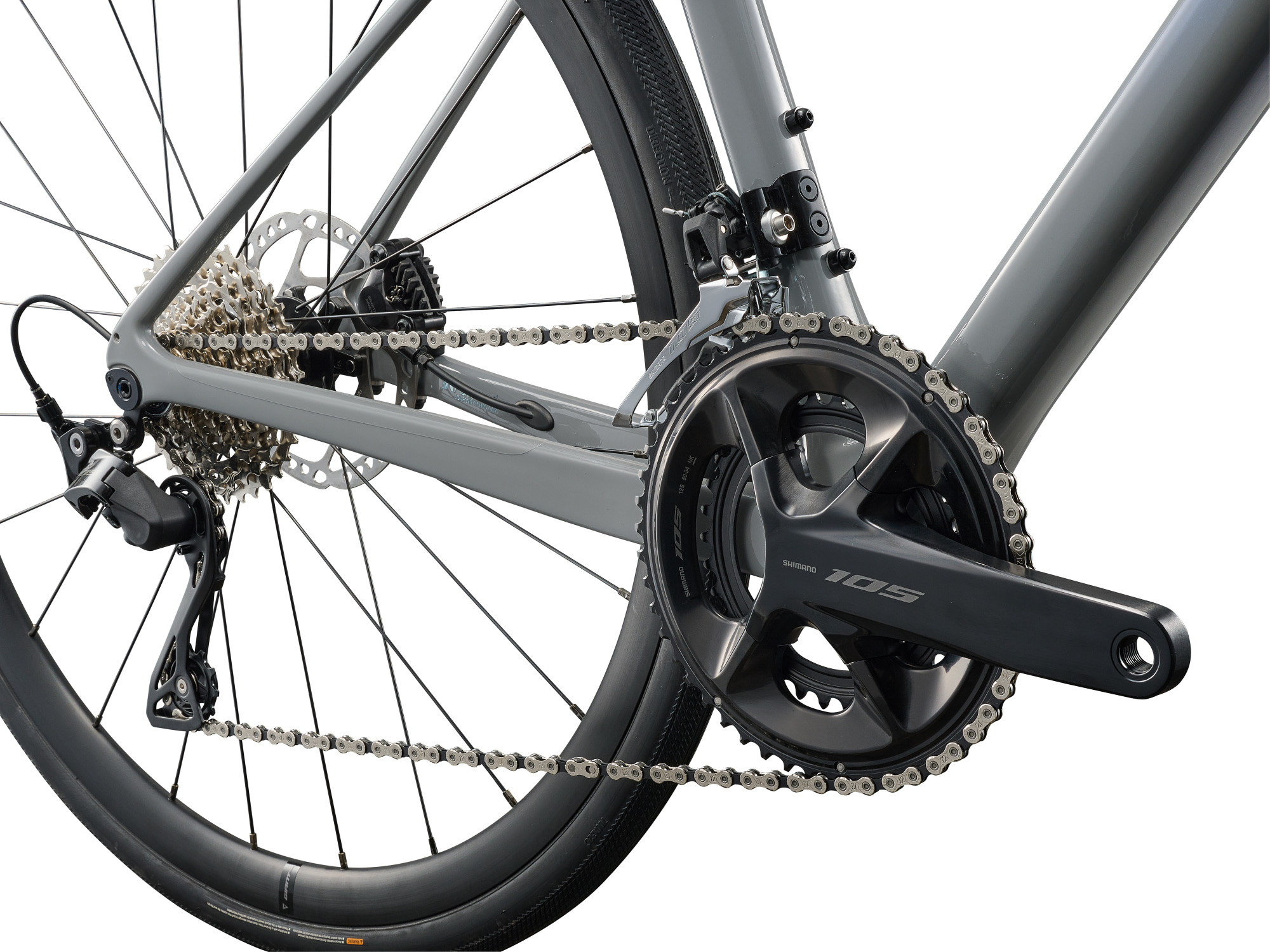 Liv Damen-Rennrad Avail Advanced 2 aus Carbon mit Carbon-Gabel und Carbon-Laufrädern in hellblau/grau, Detailansicht Hinterbau