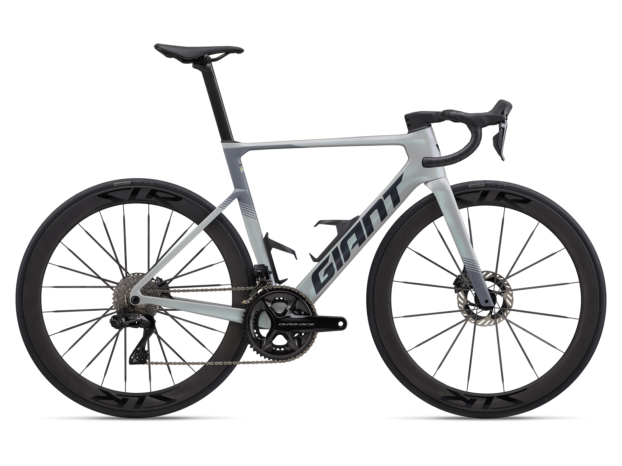 Giant Propel Advanced Pro DA Rennvelo in Supernova Grey mit tiefem Aero-Rahmen und Hochprofil-Laufrädern.
