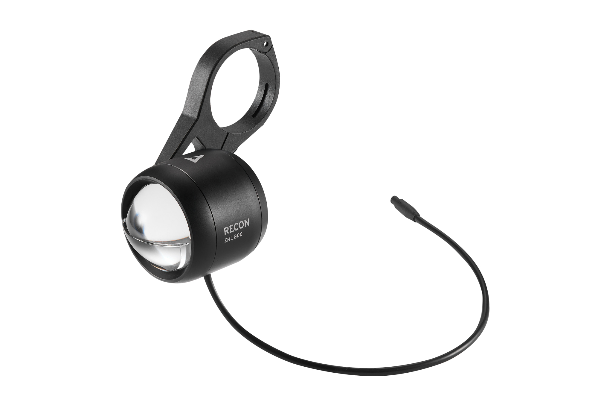Giant Recon EHL 800 Frontlicht in Schwarz mit Lenkerhalterung und Anschlusskabel.