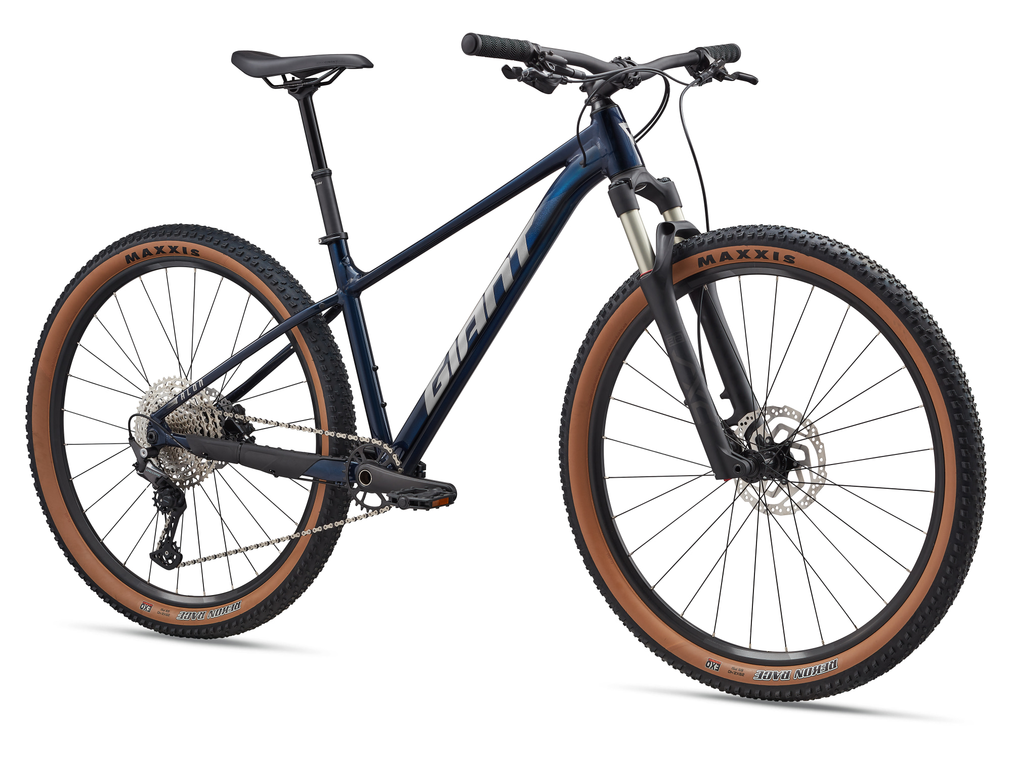 Giant Mountainbike Hardtail Talon 0 in navy blue, Ansicht schräg von vorne links