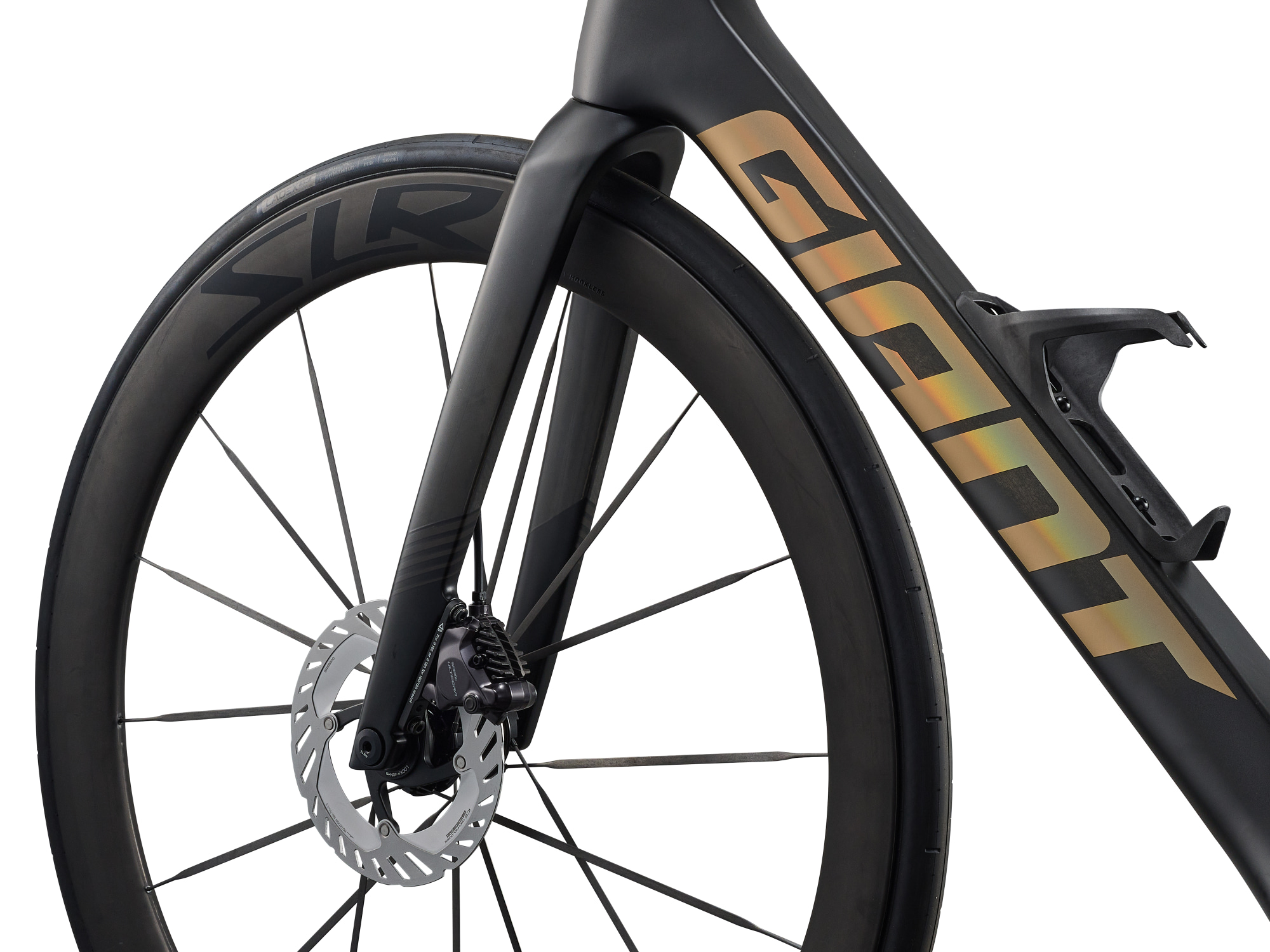 Giant Propel Advanced SL Rennvelo in Raw Carbon mit Carbon-Laufrad und Scheibenbremse.