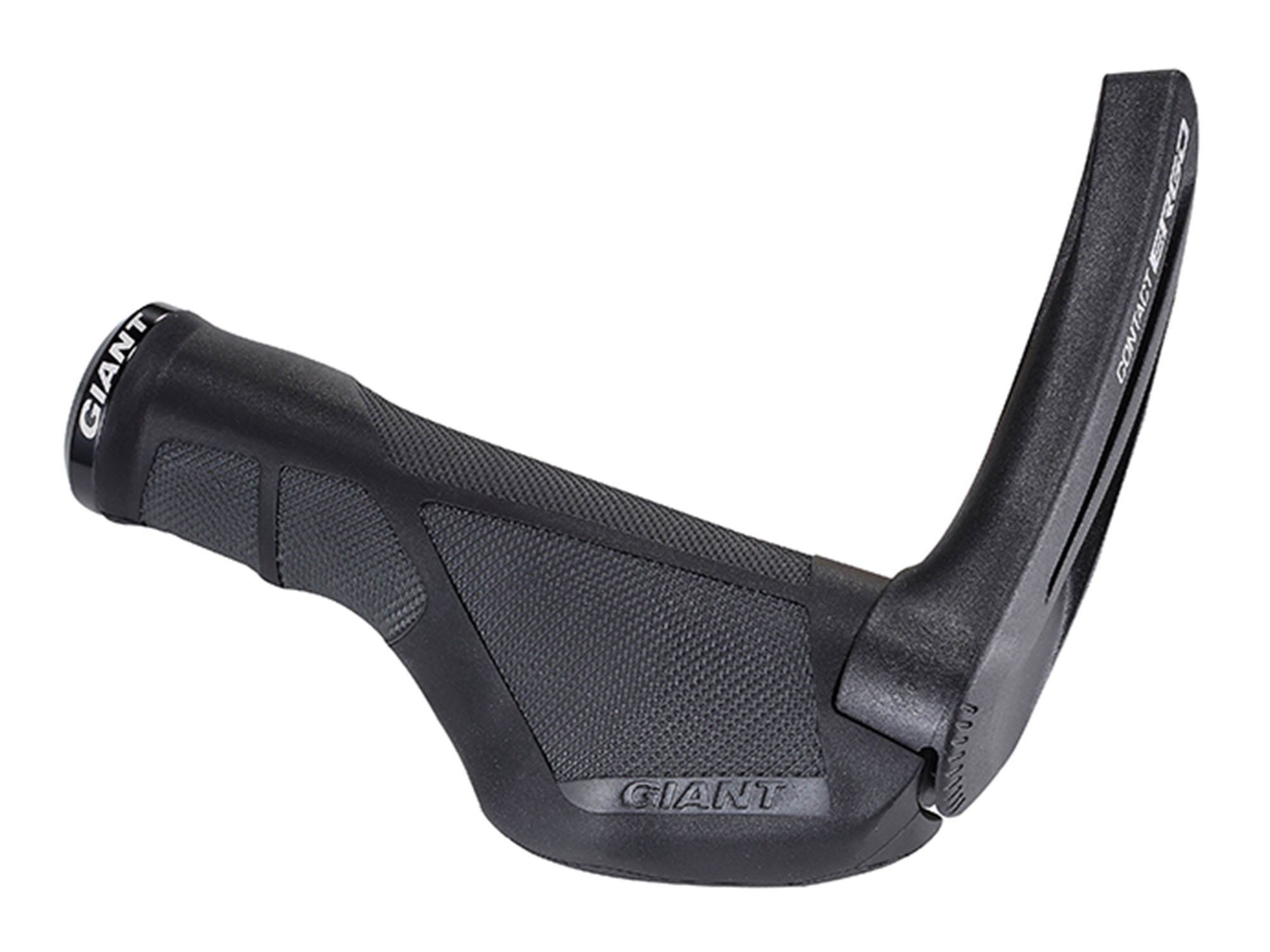 Giant Ergo Max Plus Lock-on Fahrradgriff in Schwarz mit ergonomischer Form und integrierter Bar-End-Verlängerung für komfortable Handposition und sicheren Halt.
