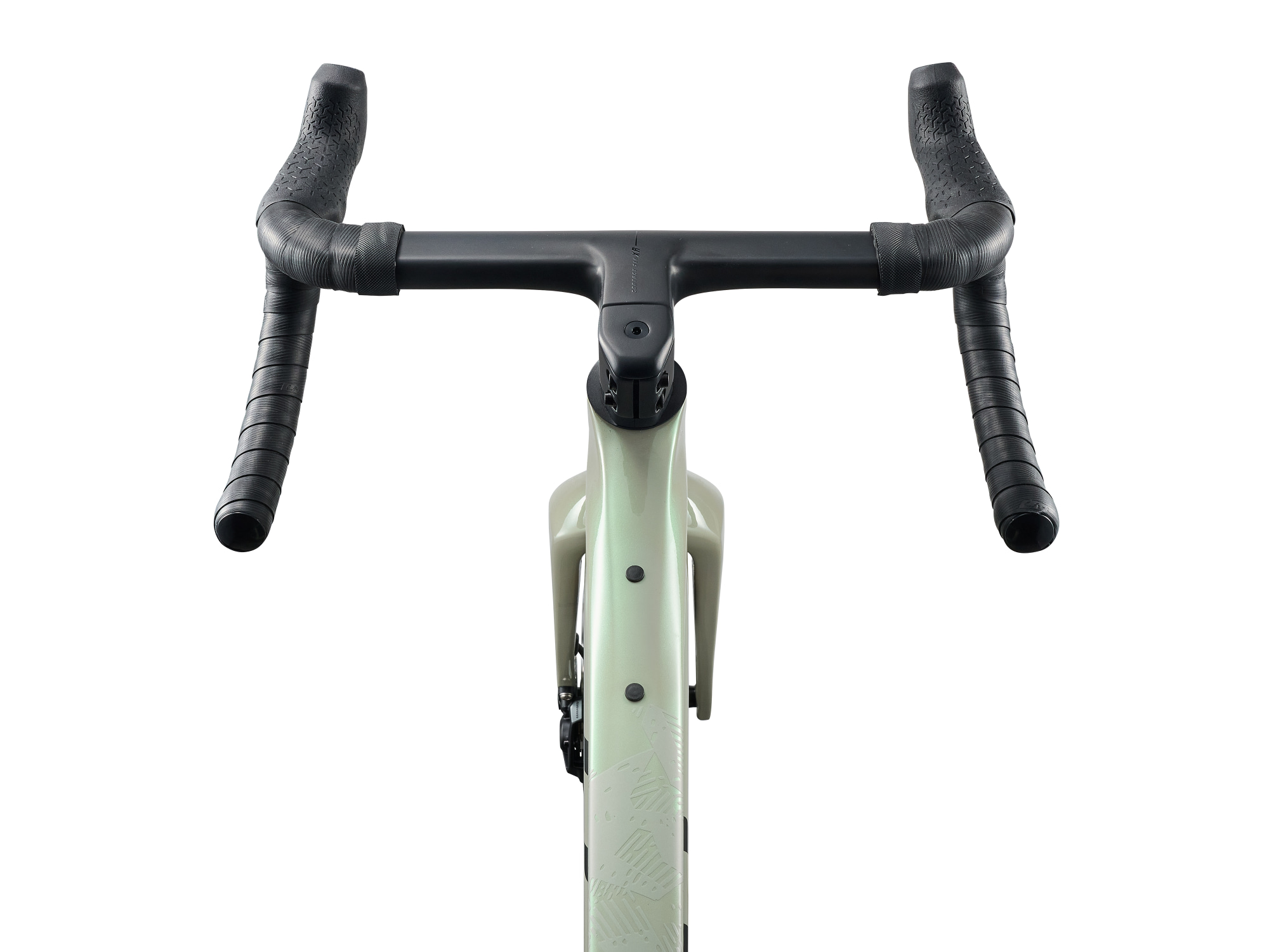 Liv Devote Advanced SL 2 Gravelbike in grün mit Carbonlenker und integrierter Kabelfuehrung frontal