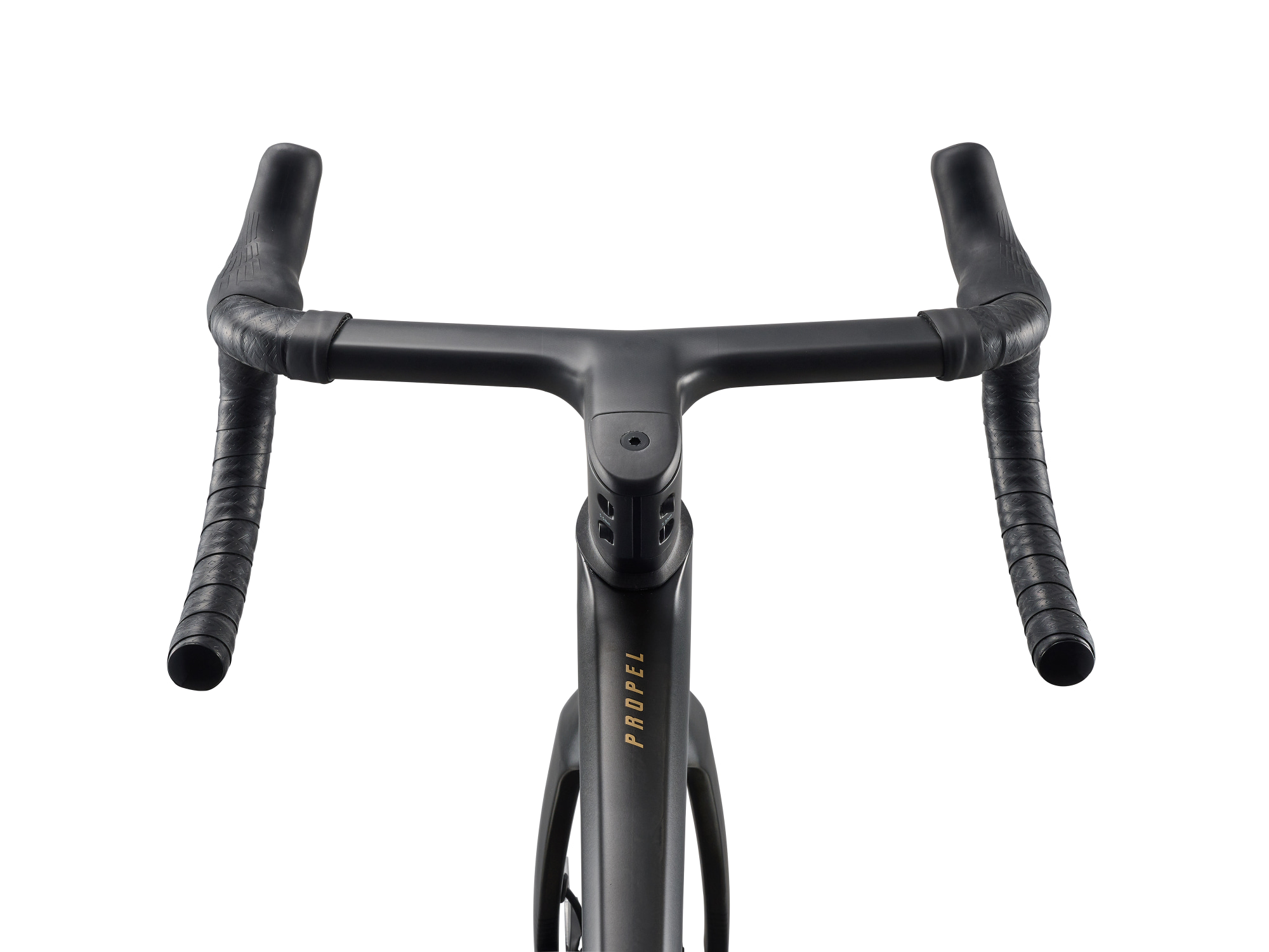 Giant Propel Advanced SL Rennvelo in Raw Carbon mit integriertem Carbon-Cockpit in Detailansicht.