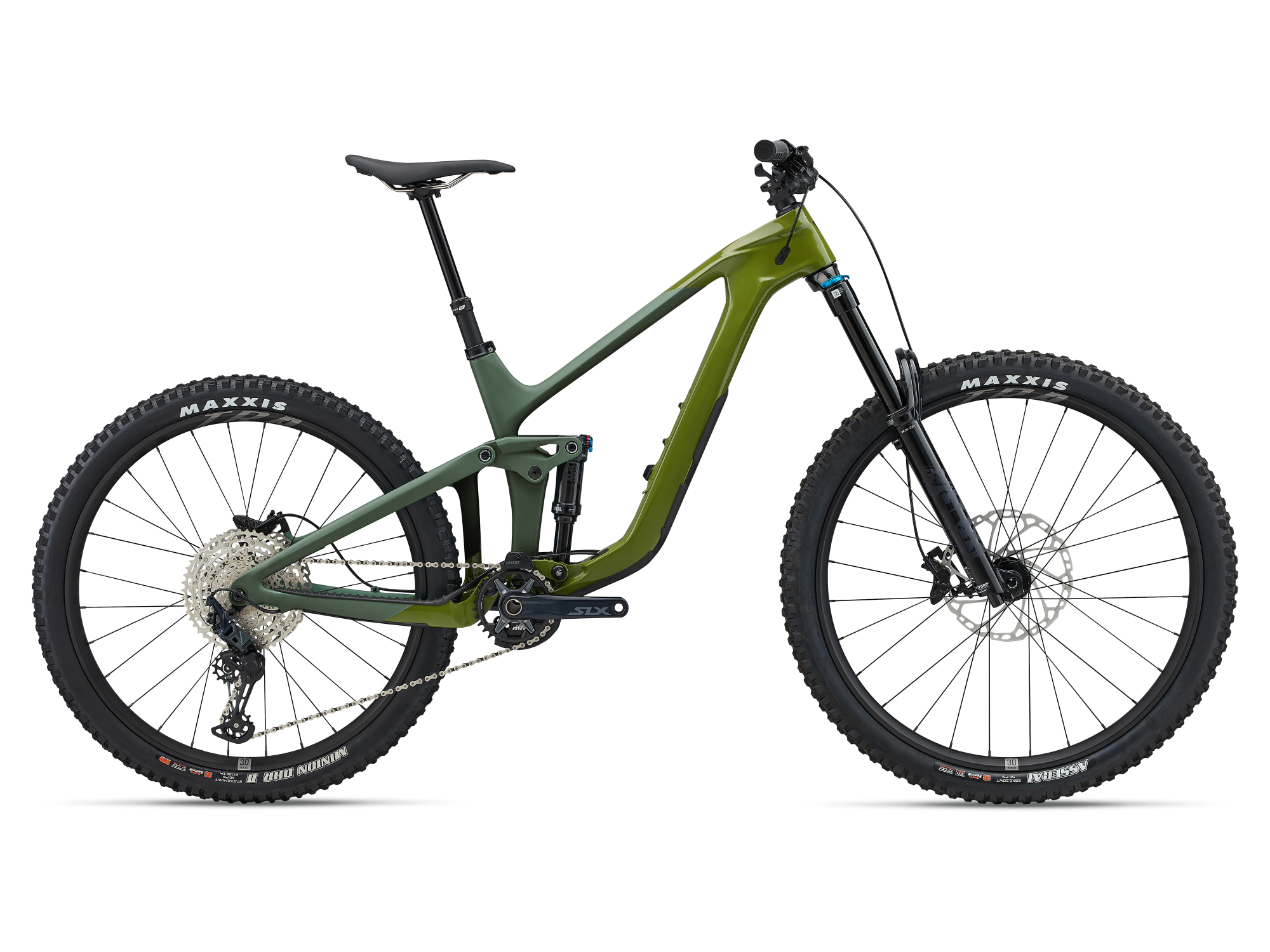 Giant Reign Advanced 2 Full Suspension Mountainbike mit Carbonrahmen in matchagrün-tannengrün
