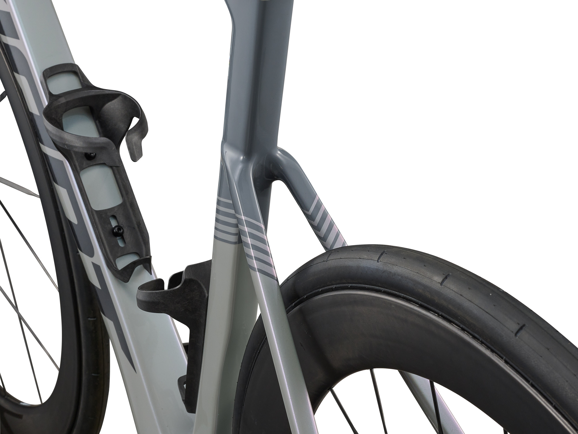 Giant Propel Advanced Pro DA Rennvelo in Supernova Grey mit schlankem Unterrohr und Carbon-Flaschenhalter.