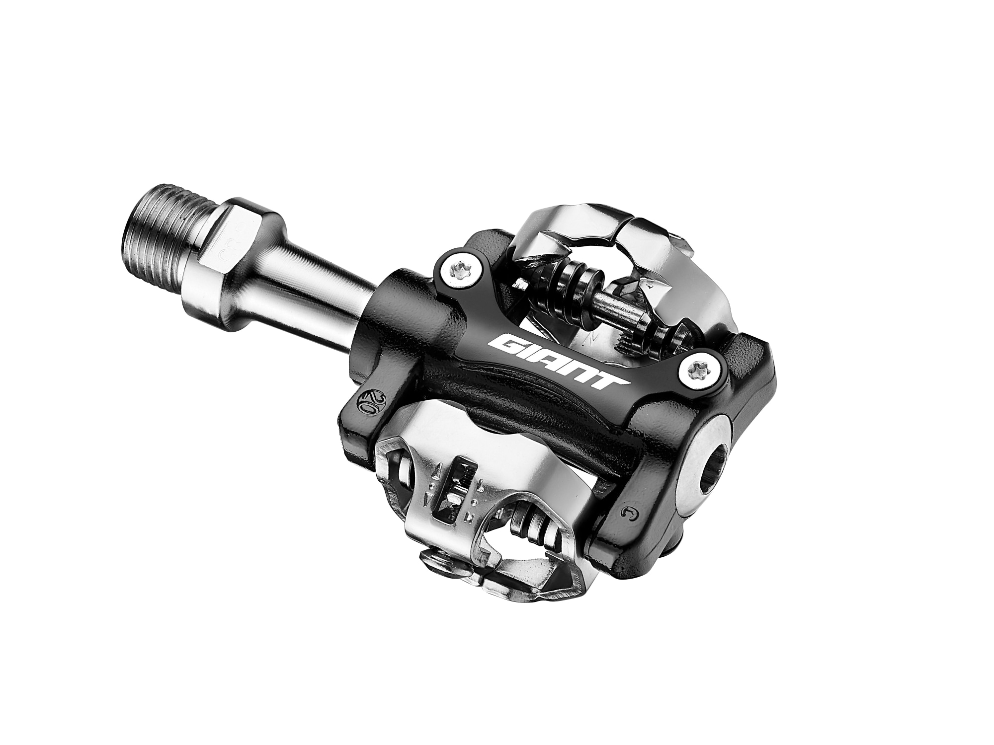 Giant XC Pro Klickpedal in Schraegansicht mit beidseitigem Klickmechanismus aus Metall.