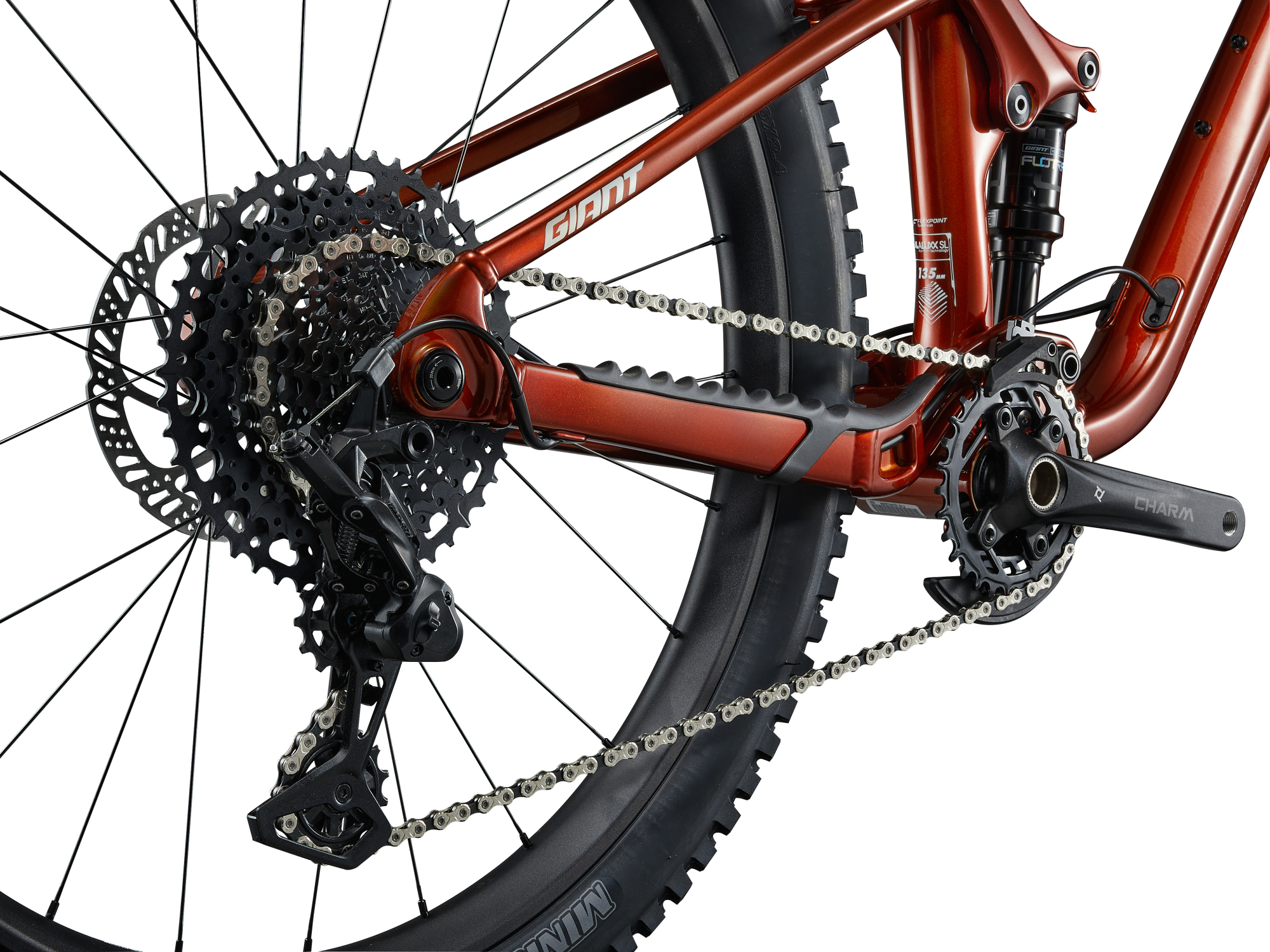 Giant Faith Mountainbike in Kupfer mit SRAM Antrieb und Hinterradschaltung im Detail.