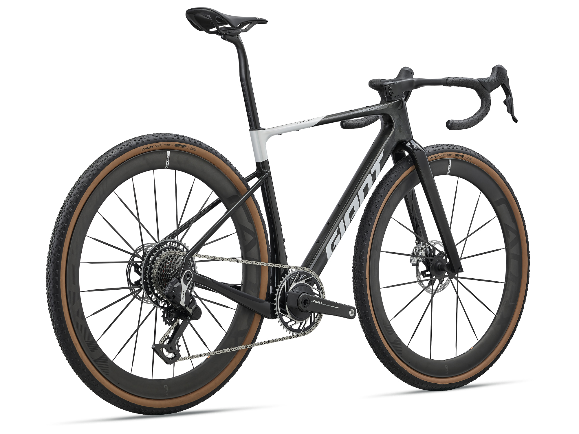  Giant Revolt Advanced SL 0 Gravelbike in Schwarzgrau mit Carbonrahmen und breiten Gravelreifen