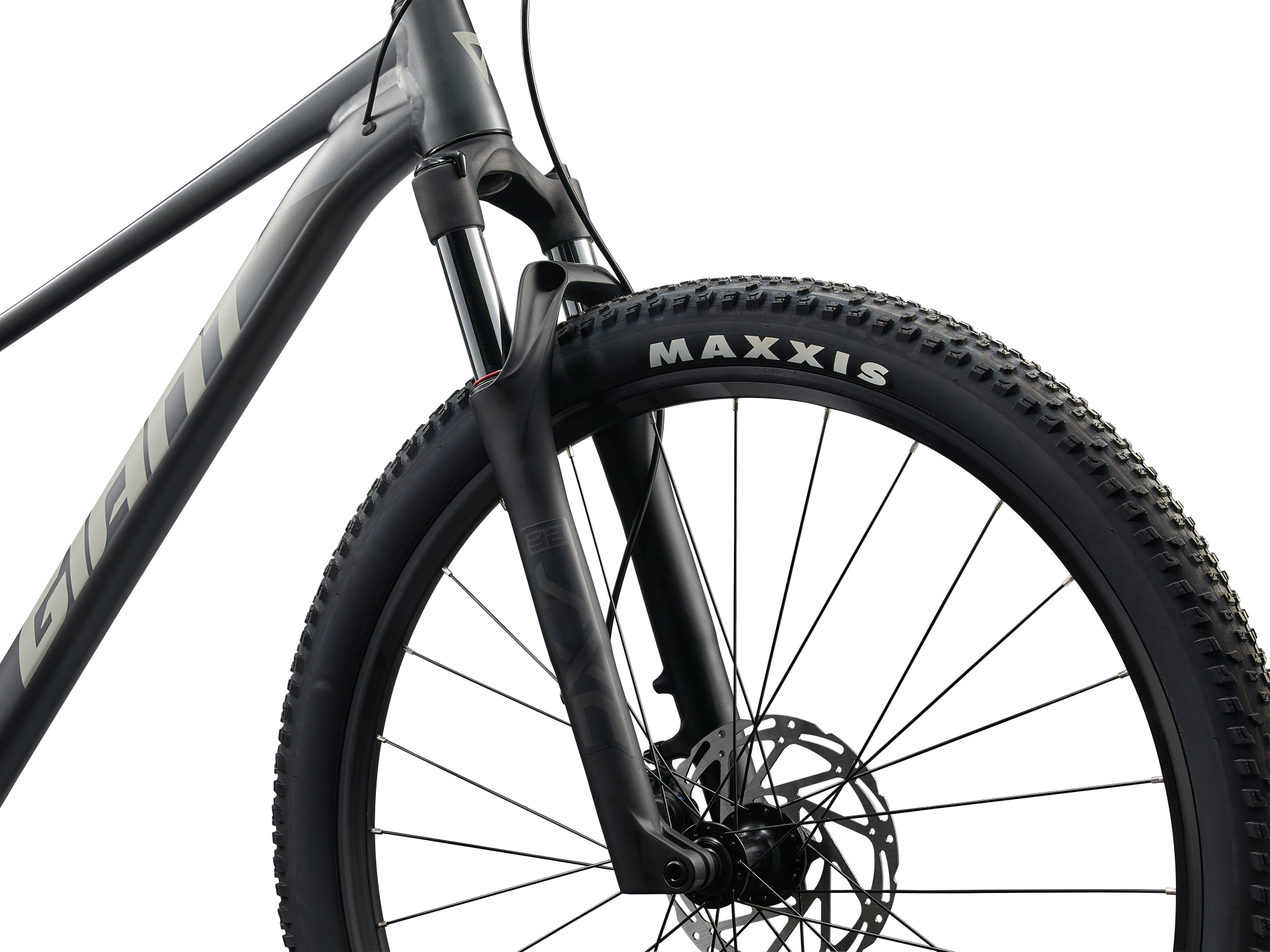Giant Talon 1 Mountainbike Hardtail in anthrazit, Detailansicht Federgabel in schwarz