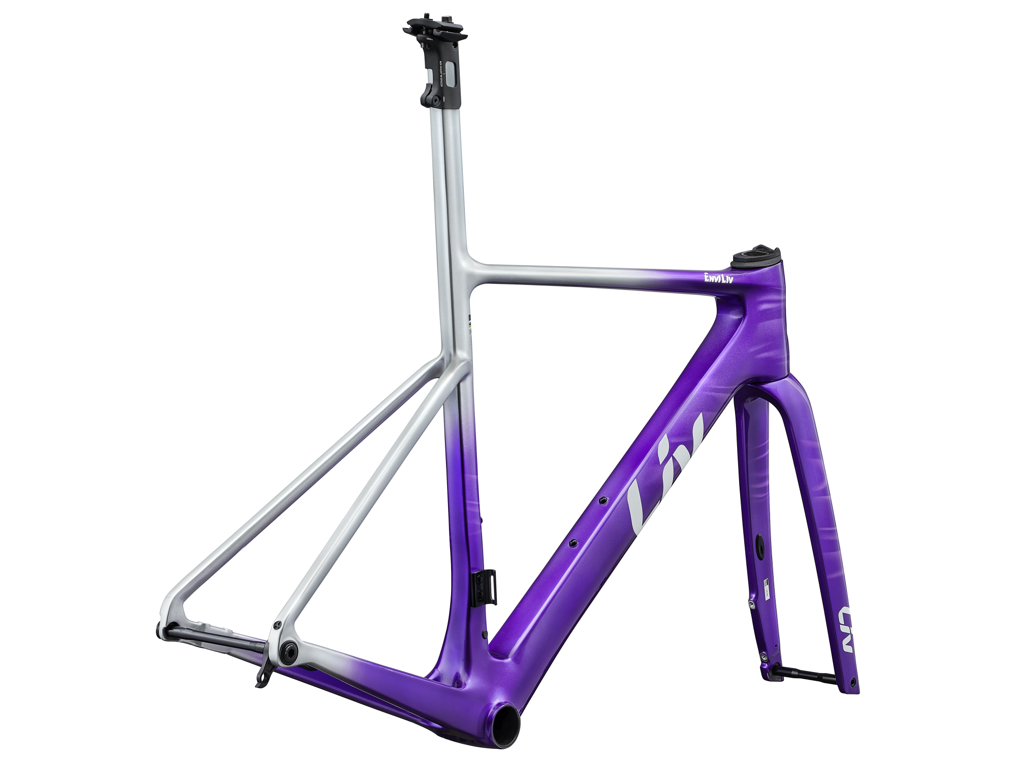 Liv EnviLiv Advanced SL Rennrad-Rahmen-Set in Nitro Purple mit aerodynamischer Rohrform und Carbon-Gabel.