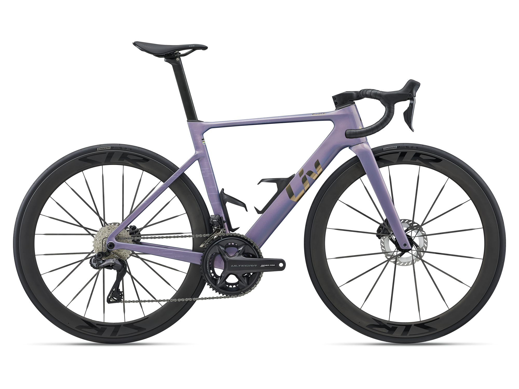 Liv Enviliv Advanced Pro 0 Aero-Rennrad in Ember Violet mit hohen Carbonlaufrädern.