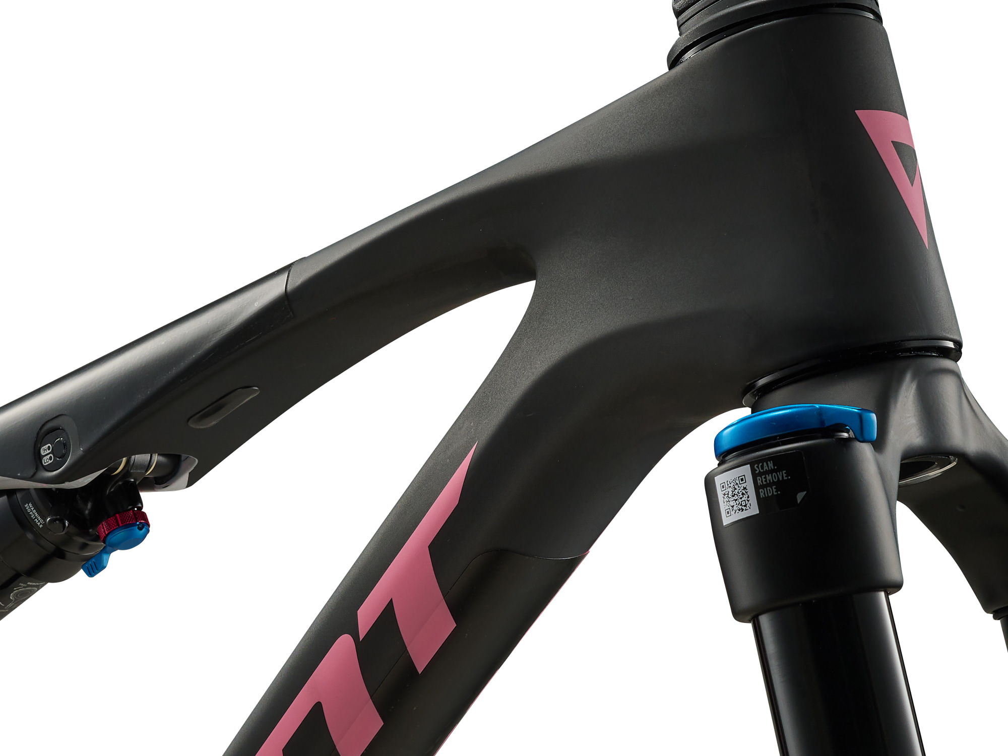 Giant Anthem X Advnaced SL 3 Fullsuspension MTB aus Carbon in hell- dunkelgrau, Detailansicht Steuerrohr