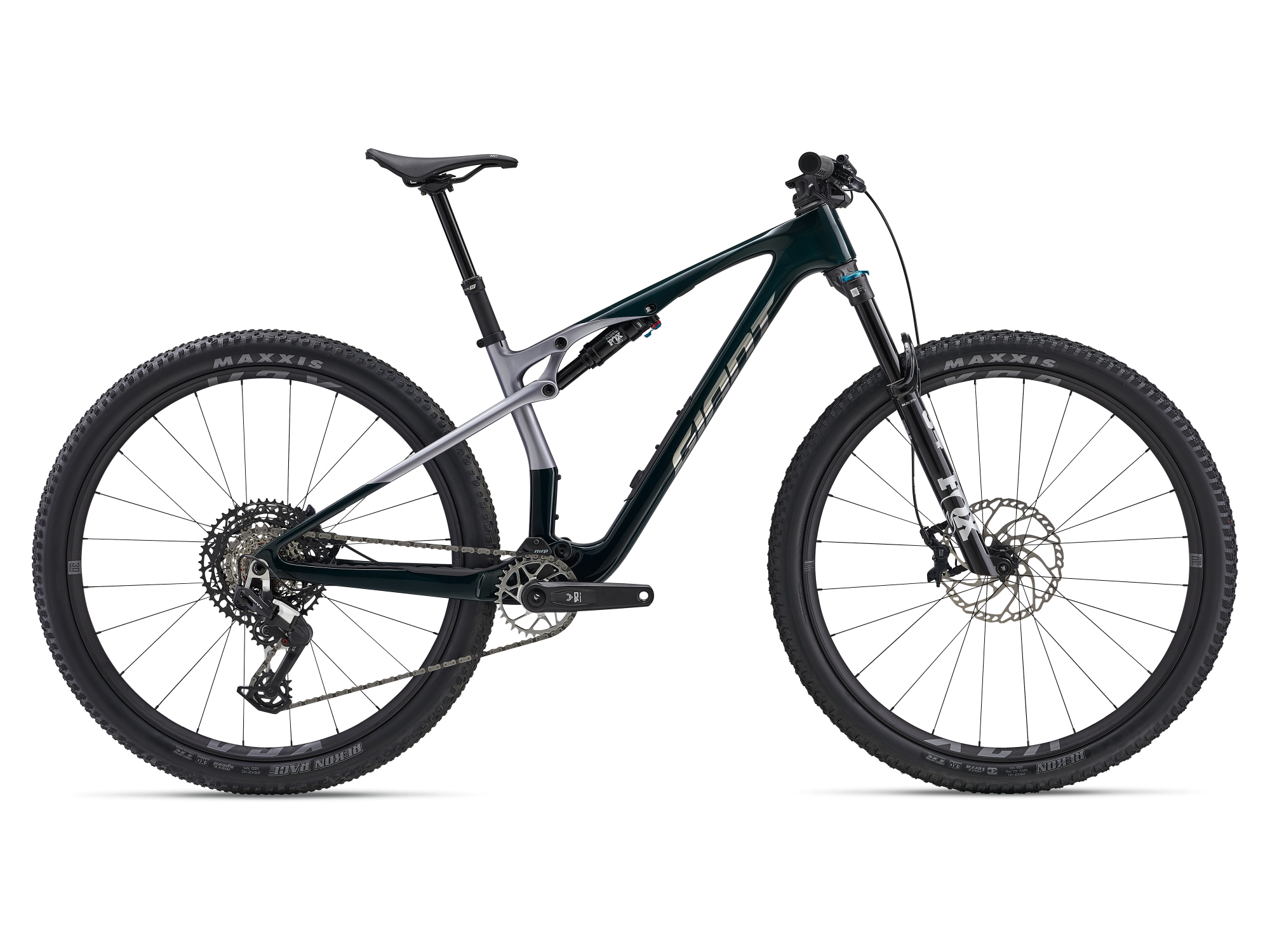 Giant Anthem Advanced SL 2 Full-Suspension MTB aus Carbon in dunkelgründ-silber, Seitenansicht