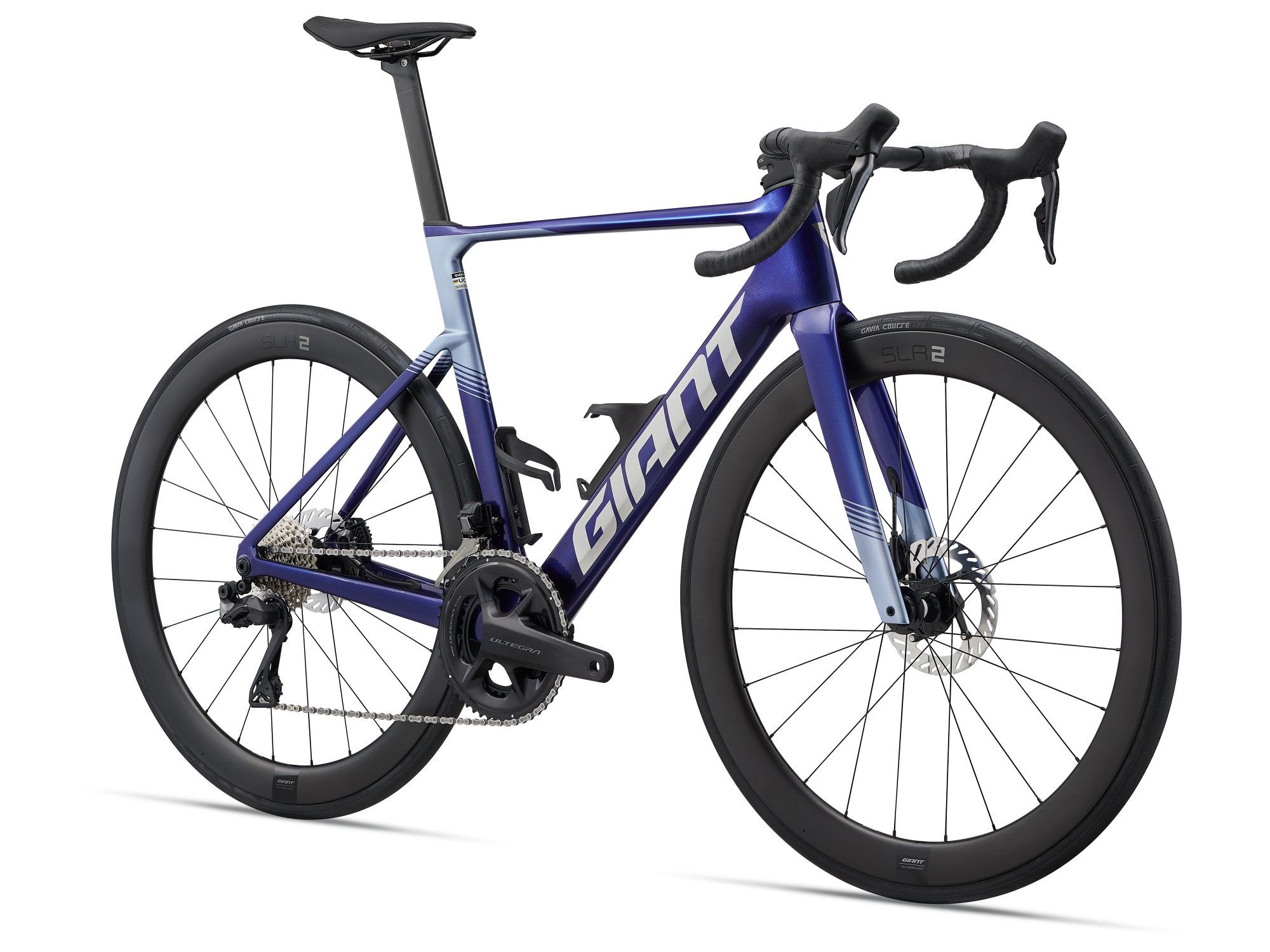 Giant Propel Advanced 0 Aero-Rennvelo in Azurite Blue mit Scheibenbremsen und Carbonrahmen.
