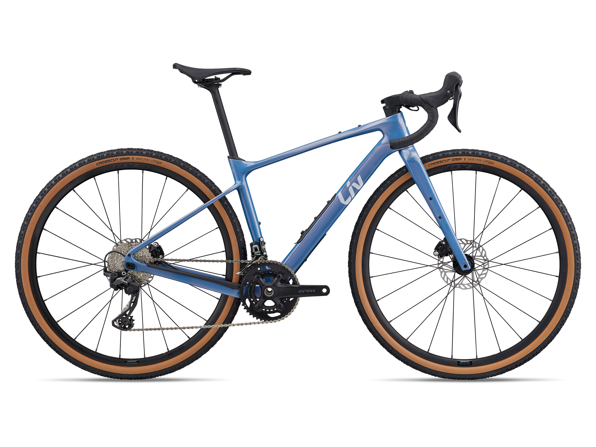Liv Damen-Gravelbike  Devote Advanced 2 aus Carbon mit Carbongabel in taubenblau, Seitenansicht