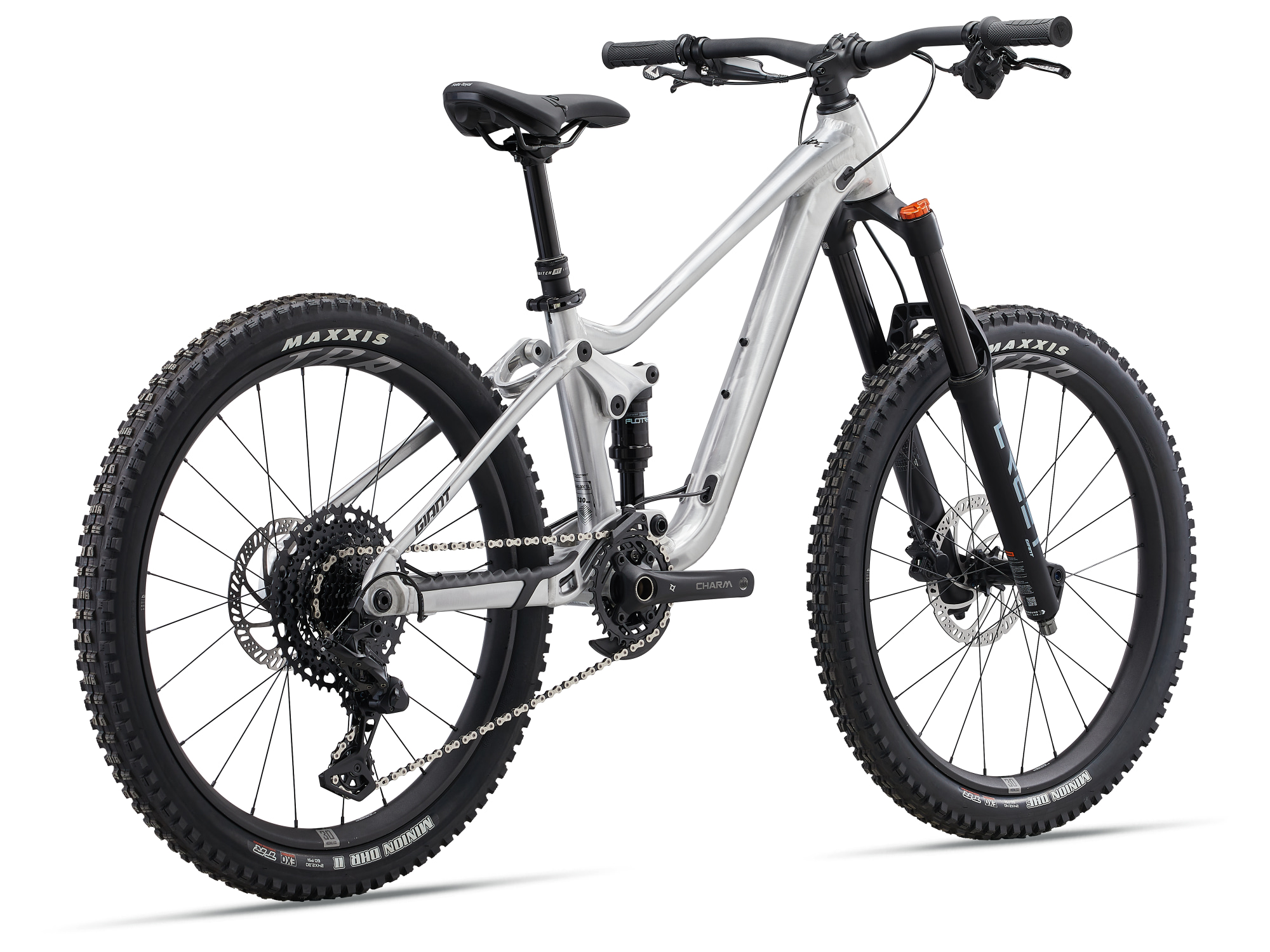 Faith 24 Mountainbike in Raw Aluminium mit Vollfederung und Scheibenbremsen in Schrägansicht von hinten