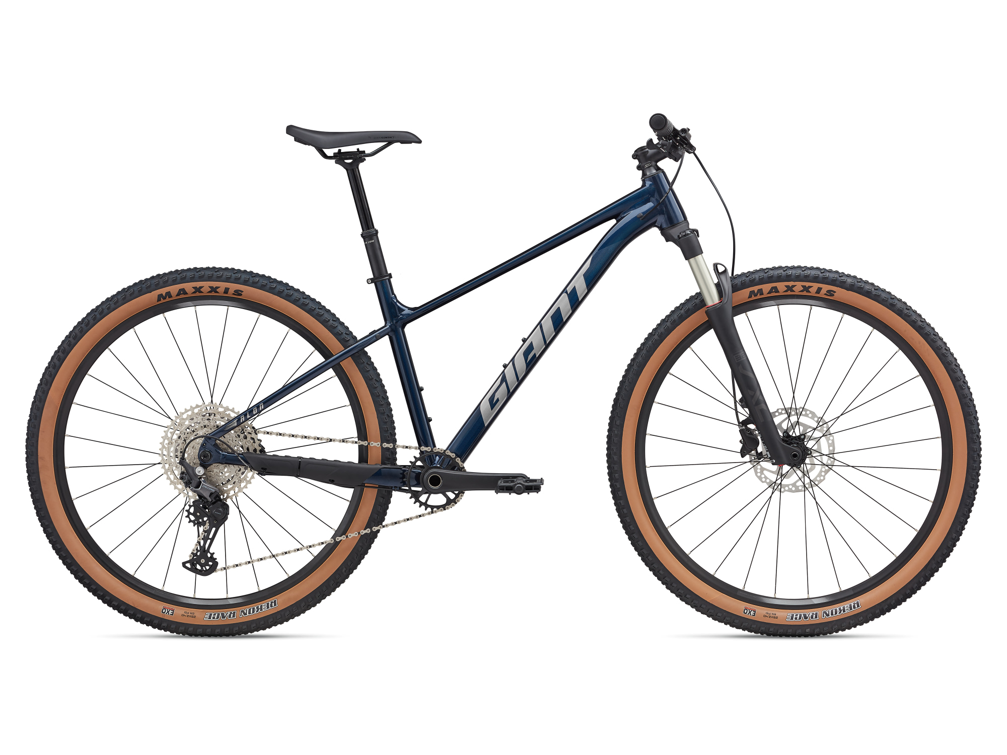 Giant Mountainbike Hardtail Talon 0 in navy blue mit Federgabel, Reifen in schwarz braun