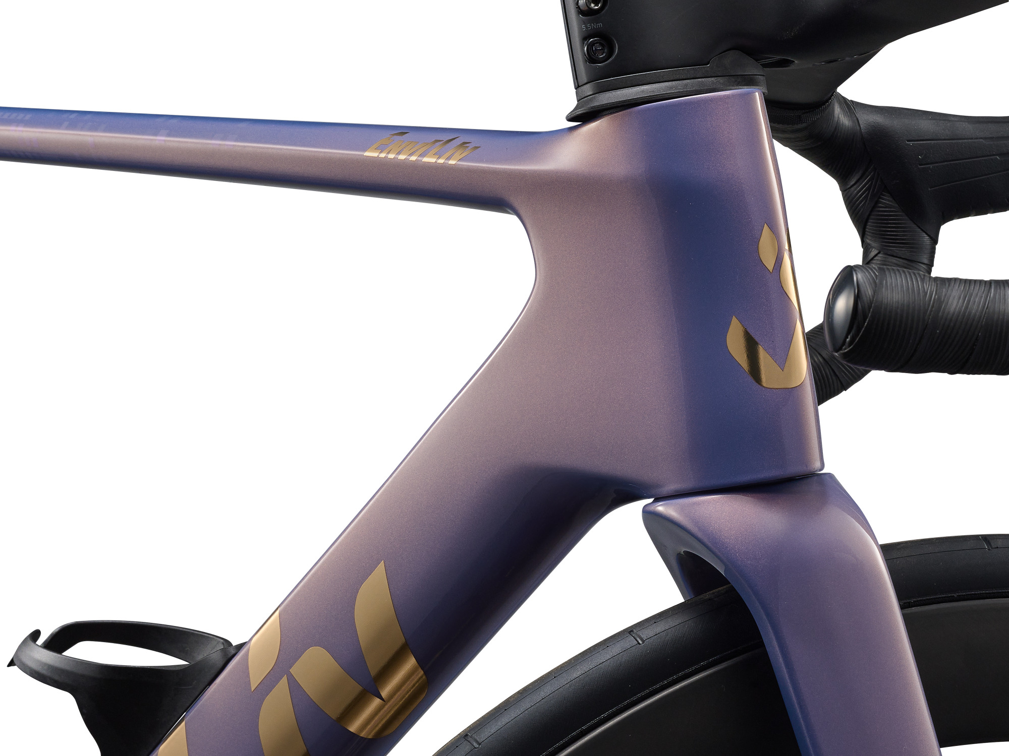 Liv Enviliv Advanced Pro 0 in Ember Violet mit aerodynamischem Steuerrohr und Frontpartie.