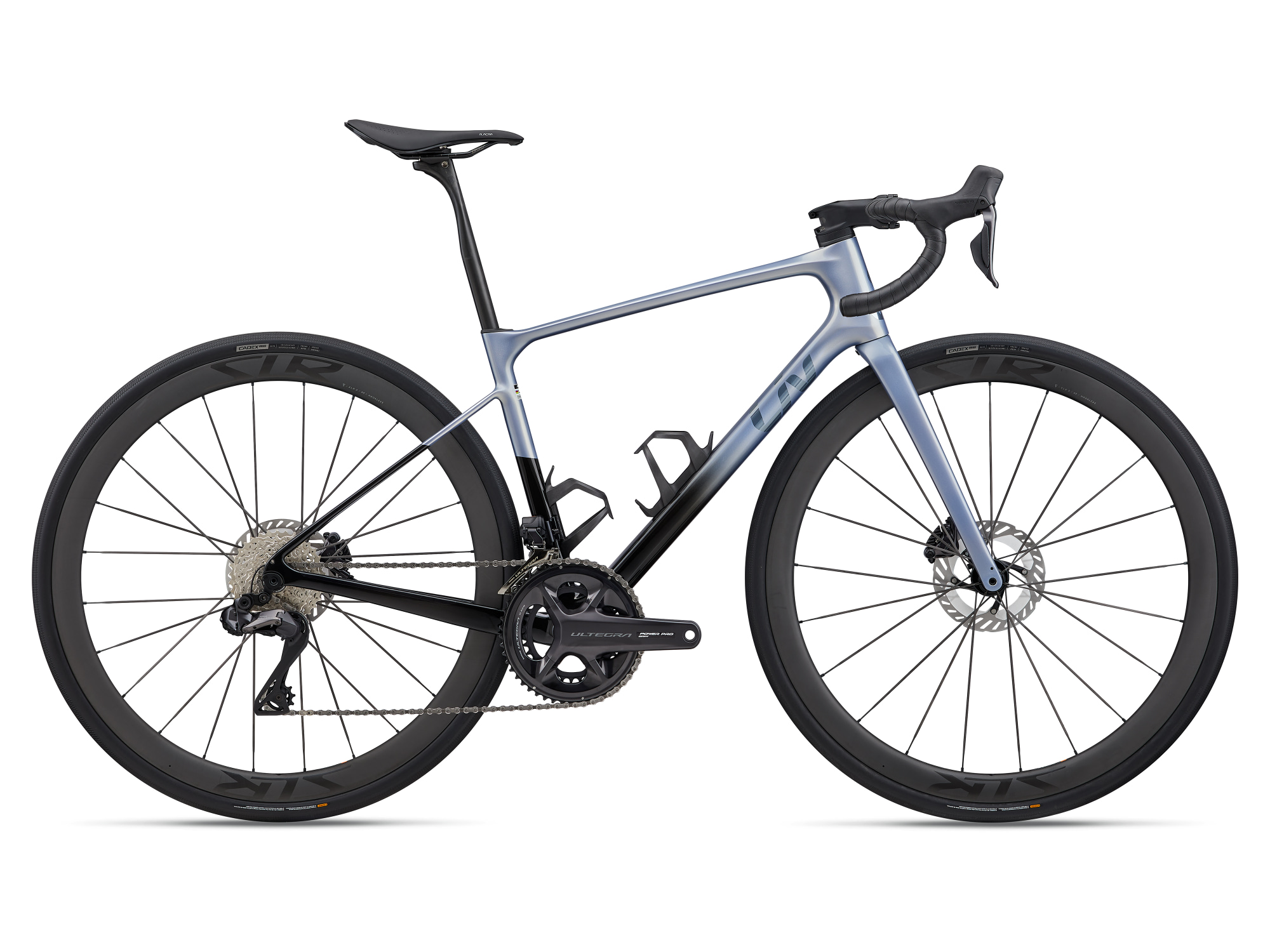 Liv Damen-Rennrad Avail Advanced Pro 0 aus Carbon in silber/blau und schwarz, Komponenten in schwarz, mit Shimano Ultegra, Seitenansicht