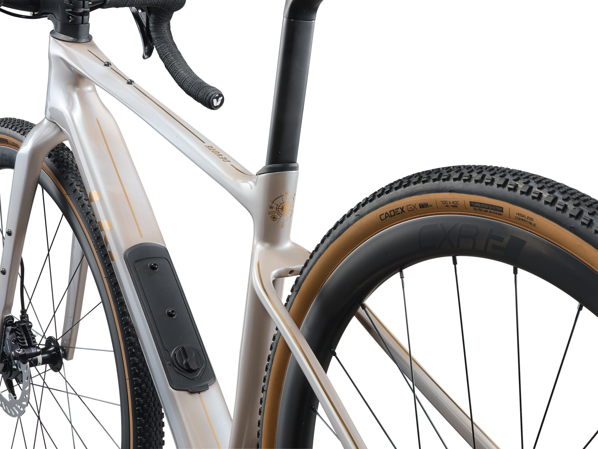 Liv Damen-Gravelbike Devote Advanced 0, Detailansicht von hinten auf den Rahmen mit Sicht auf das integrierte Rahmenfach